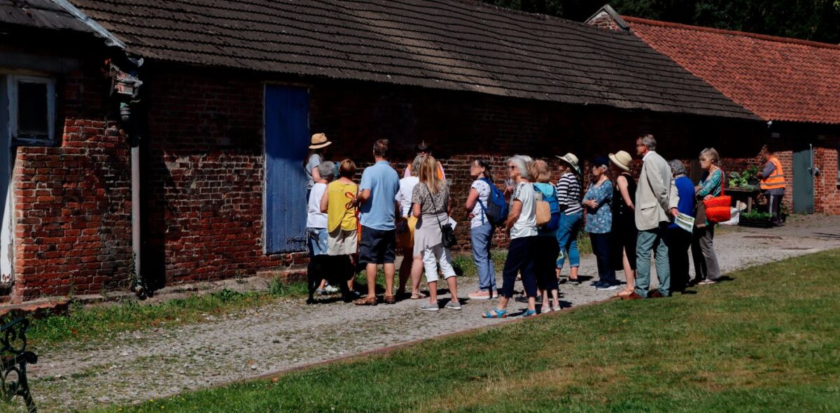A tour group in the walled garden