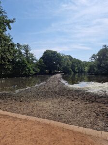 Low water path across the lake