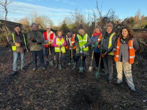 Team photo for the first tree planted