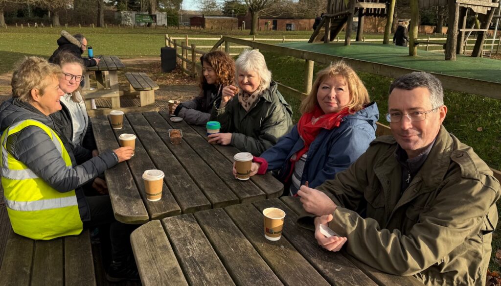 Tree planters enjoying a coffee