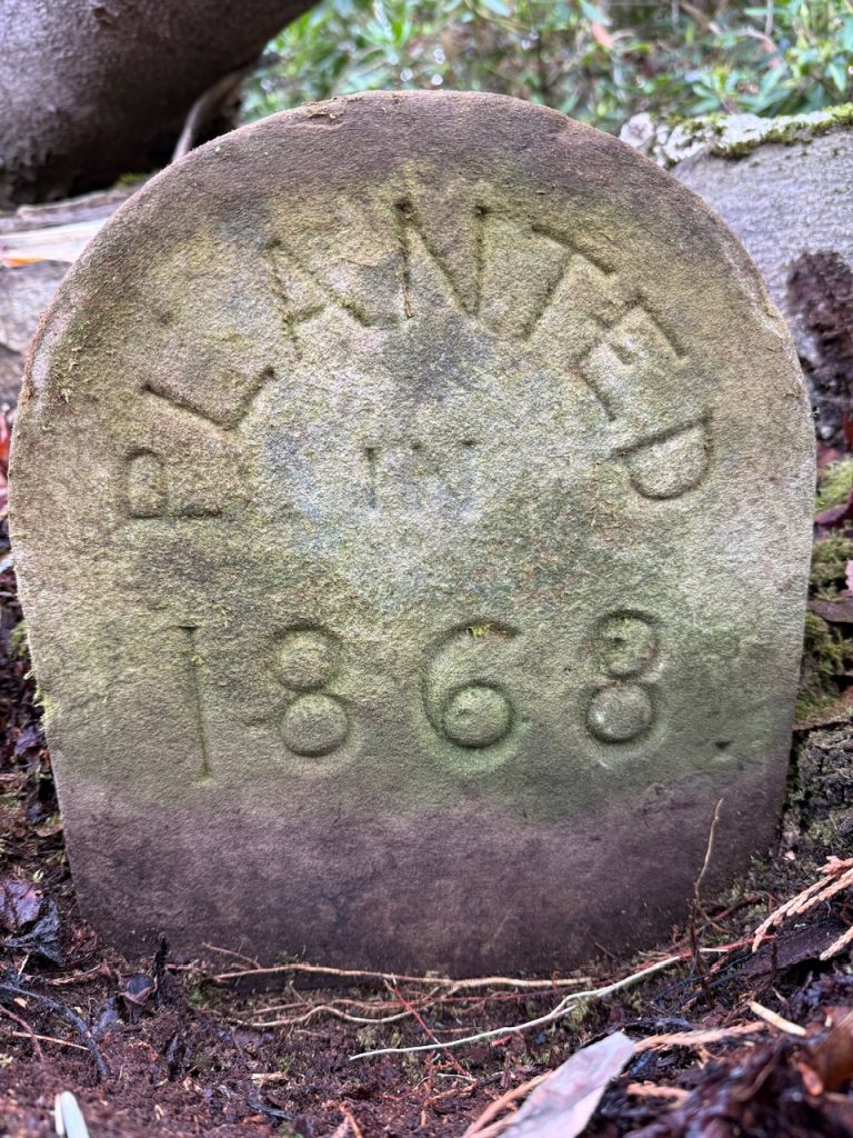 Sign "Planted in 1868"